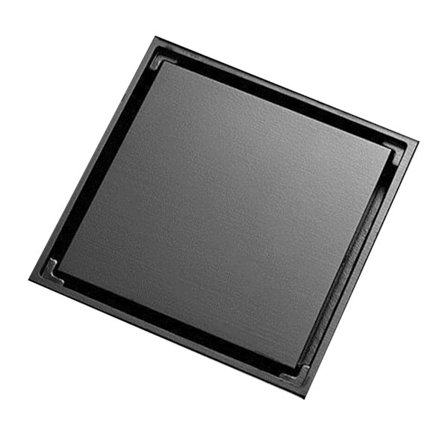 Svart fyrkantigt duschgolvbrunn i rostfritt stål med deodorantfilter för badrum