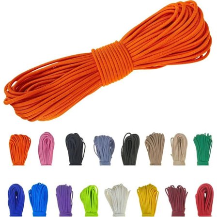 4mm Polyester Paracord 550 (15, 30 og 50m) - 4mm Type III Rivningsbestandig Faldskærmsline til Overlevelse 100% Polyester med 7 Tråde Ensfarvet
