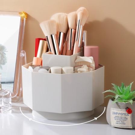 Pyörivä kynäpidike kynä Makeup Bucket kosmetiikan säilytyslaatikko white 14*14*13.5cm