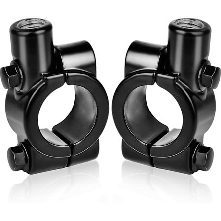 2 st Motorcykel Spegelhållare För 22mm Styre - För 10mm Sidospegel, Aluminium (svart)
