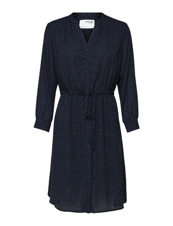 Slfdamina 7/8 Aop Dress Navy Selected Femme