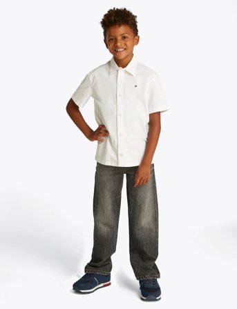 Tommy Hilfiger Stretch Oxford Shirt Ss - White - 128