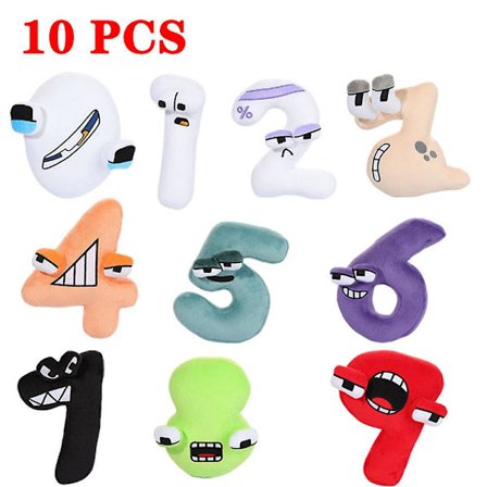 Aakkoslore-Pehmolelut 0-9 Numerot Eläimet Plushie Koulutus Numberblock Nuken Lapsille Lapsille Joululahja