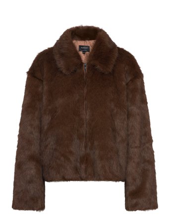 Bardot Sylvie Zip Faux Fur Jacket - Brown - 36