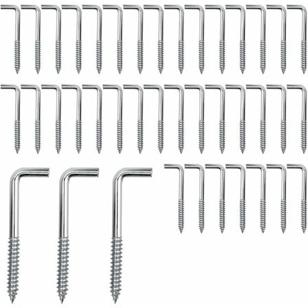 40 stk. Skruekroge Hjørneskruer L-kroge Kulstofstål Skruekroge til Ophængning af Planter Køkkenredskaber Vindspil, 40 15mm (M3.7)