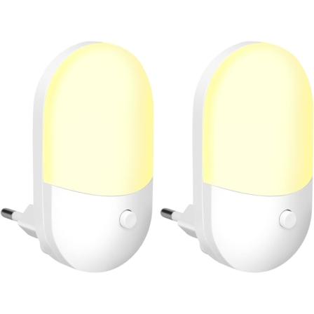 2 stk. Liten nattlys Nattlys LED Baby Nattlys Energisparende Hvit Lys/Varmt Lys Nattlys