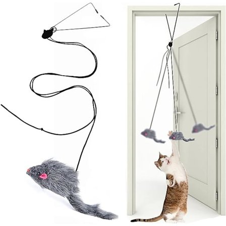 Interaktiv Fjærleke for Katt, Inntrekkbar Katt Teaser Leke, Hengende