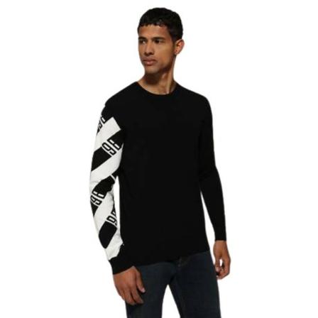 Bikkembergs, Round-neck Knitwear Zwart, Heren, Maat:XL