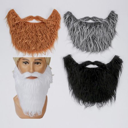 4-delt Halloween Party Skjeggsett med Falske Skjegg