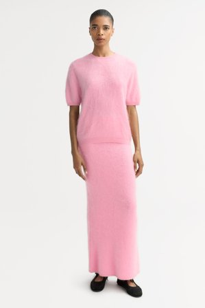 Soft Goat - Brushed Short Sleeve - Women cashmere sweater - S - Pink