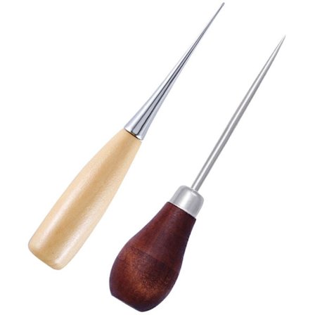 2 st trähandtag rund lädersömnad maskin kalebassformad