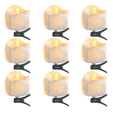 9 LED-ljus med klämma, elektriska ljus flamlösa falska ljus flimrande låga trådlösa värmeljus LED-ljus för jul, bröllop