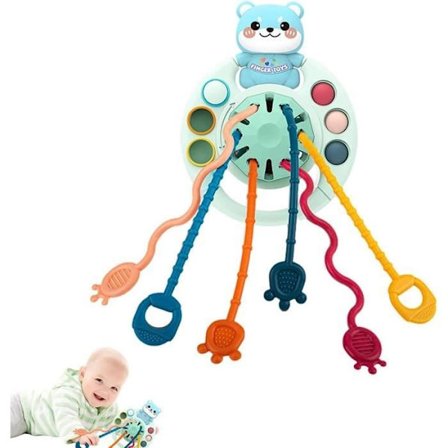 (Blå) Montessori legetøj, 1 år gammel baby sensorisk legetøj til tumlinger, Silica blødt legetøj, gaver til drenge og piger