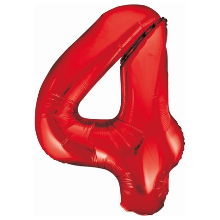 Sifferballong Röd 85cm "0-9" Siffra 4 - Kalaslagret.se