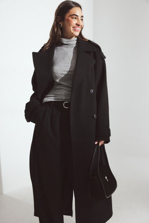 NA-KD - Oversized trenchcoat - Trenchcoats - Svart - EU 38