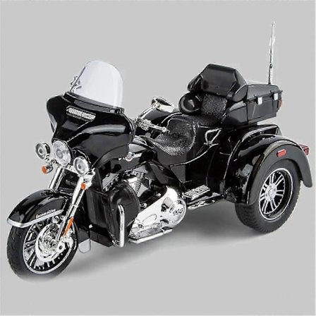 1:9 Harley Davidson TRI Glide Ultra Luxury Trike -valettumallinen moottoripyörä, keräilyharraste, klassinen koriste, lahja ystävälle, musta