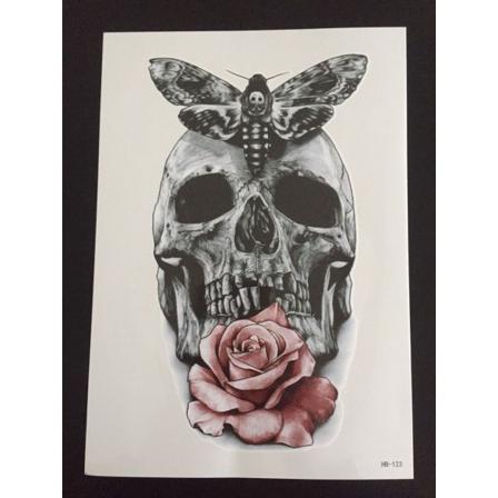 Tillfällig Tatuering 21 X 15cm - Rose Skull