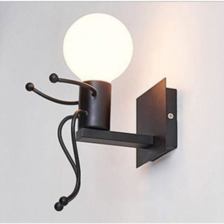 Robot Vägglampa, Kreativ Samtida Retro Stil Svart Vägg Li