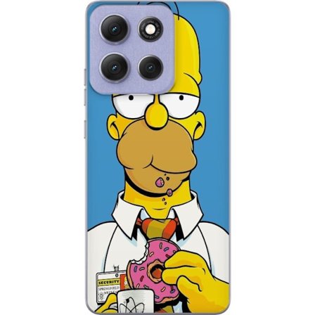 Motorola Moto G86 Gennemsigtig cover Animeret gul karakter med bolle og kaffekop, humoristisk illustration med ikonisk stil og legende stemning for sj