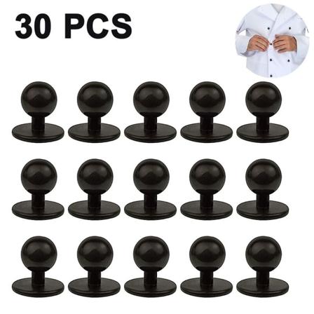 Runda knappar till kockjackor, 30 stycken, i svart, 11 mm diameter