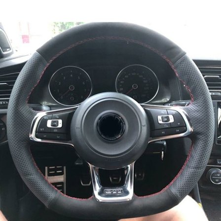 (Stil 6) Hand-sytt Kolfiber Svart Mocka Bil Ratt Skydd För Volkswagen Golf 7 GTI Golf R MK7 Polo Scirocco 2015 2016