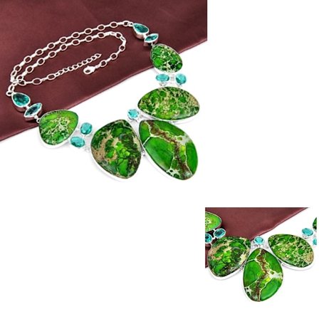 SILVER KOPPAR TURKOS ÄDELSTEN SILVER HALSBAND