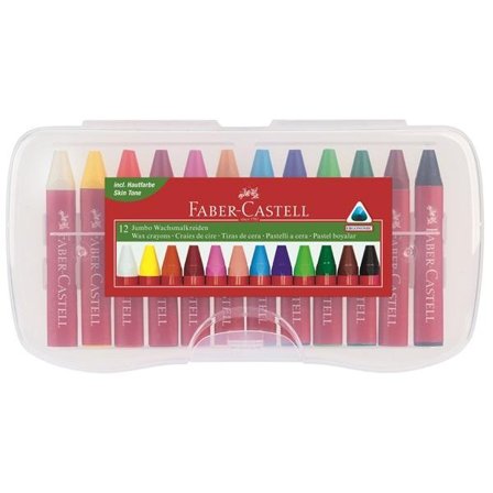 FABER-CASTELL Vaxkrita Jumbo 12/etui i hårdplast
