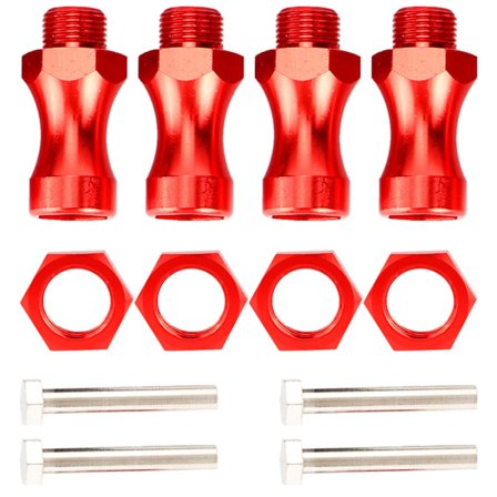 4 stk. RC hjul sekskant driver metal 12 mm drej 17 mm forlængeradapter til RC bil lastbil (rød)