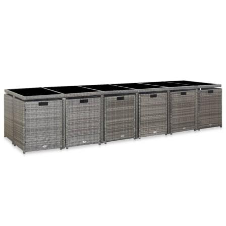 Vidaxl Matgrupp För Trädgården Med Dynor 17 Delar Konstrotting G Grå