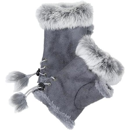 Vinterhansker for kvinner Faux Fur Varme mellomlange tommelhull fingerløse hansker