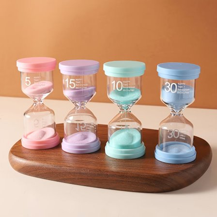 [Farvet Timer] 4 Farverige Sand Timere | Macaron Timer 5/10/15/30 Minut Ur Sand Timer | Perfekt til Spil, Klasseværelse, Hjem Og Kontor - Glas Creati