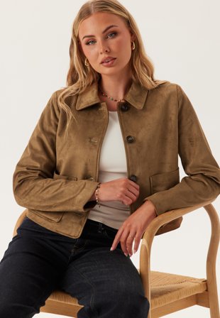 ONLY - Onltulip Life Faux Suede Jacke - Cognac - Kläder - - Bubbleroom