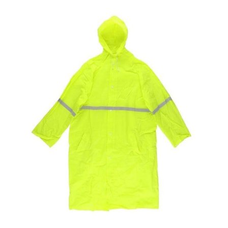 Regnkappa med huva och reflextryck, one size - gul