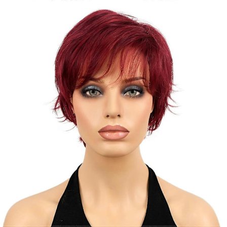 8" Kort Lagdelt Pjusket Bølget Paryk Fuld Varmebestandig Fiber Syntetisk Rød Red_Svenska gåvor