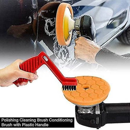 Rengöringsborste, 2-i-1 Multifunktionell Borste för Avtagning av Poleringsdynor, Svamp, Vaxrengöring och Dressing