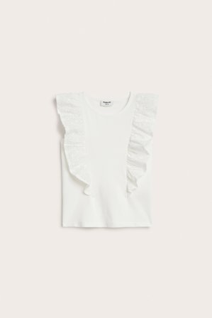 Kappahl | Topp med volangermer | Offwhite