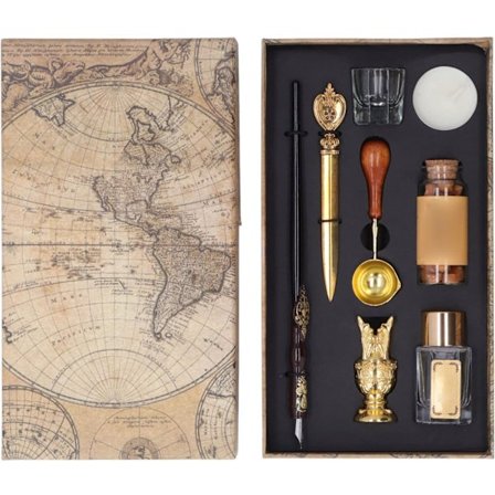 Doppennset för kalligrafi - Vintage set med fina kalligrafipennor, sigillstämpel, doppennor, present