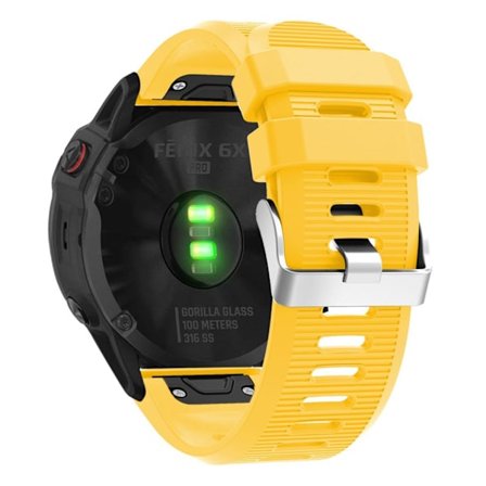 Garmin Fenix 6X klockarmband i silikon med korsade korn - Gul