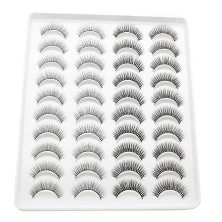 Lösögonfransar Faux 3D-fransar Naturligt utseende Fluffiga Cat-Eye Wispy-fransar Återanvändbart paket 4 blandad stil 20 par Style 208