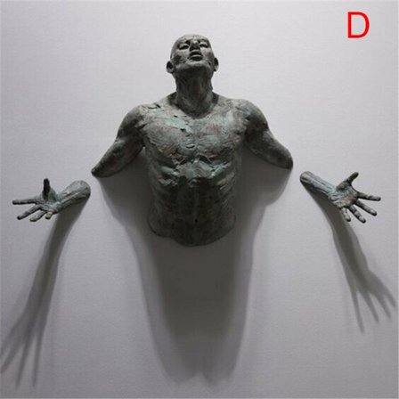 Antik skulptur på väggkonst bronsstaty hartsskulptur vintage hem restaurang kafé inredning