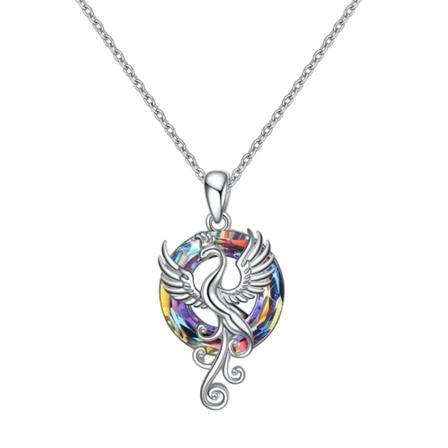 Mode Lovely Firebird Crystal Hänge Halsband Lady Färgglada Phoenix Wings Hänge Halsband Vacker födelsedagspresent