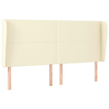 Vidaxl Huvudgavel Med Kanter Gräddvit 163x23x118/128 Cm Konstläd Kräm