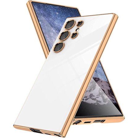 Designet til Samsung Galaxy S23 Ultra Cover, Luksus Guldbelægning Cover Forhøjet Kant Bumper Silikone Stødsikkert Telefon Cover, Fuld Fald Beskyttelse