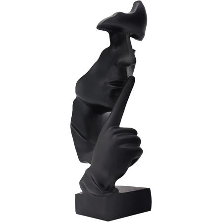 Stilhed er guld tænker statue abstrakt kunst harpiks figur sort