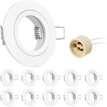 10x GU10 Infällda Spotlight Aluminium Vit, Spotlights Monteringsram Med GU10 Sockel, Rund Support Extra Platt Infälld Spotlight Tak För LED Eller