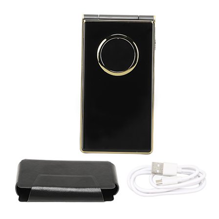 Clamshell Flip Telefon 2G Stor Skjerm 5900mAh Batteri Dobbel SIM Senior Mobil Gull