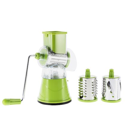 Käsikäyttöinen pyörivä rumpuraastin ruostumattomasta teräksestä juustoraastin vihannesten leikkuri viipalointityökalu silppuri vihreä