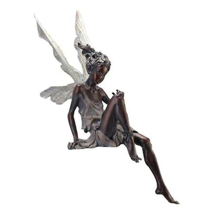 Have Fairy Statue Resin Pixie Sit Down Elf Ornament Home Decor_f black