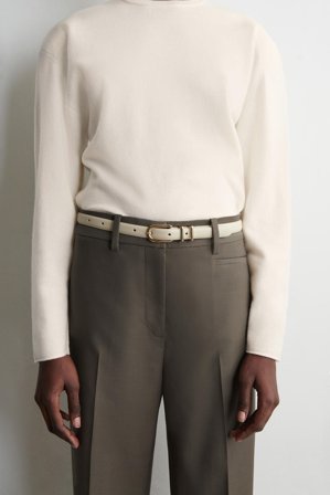 COS Women's Saffiano Leather Belt in White