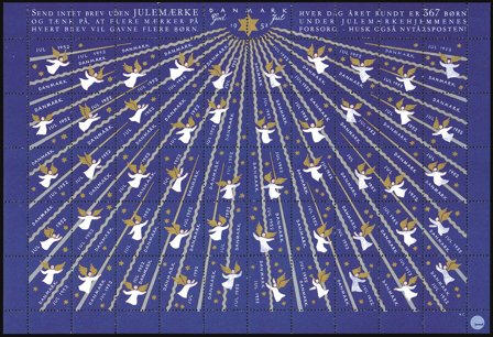 Danmark - Julemærkeark 1952 - Takket - Ufoldet